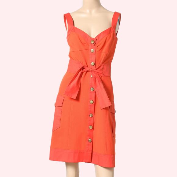 Diane Von Furstenberg Dresses & Skirts - DIANE VON FURSTENBERG Orange V-Neck Button-Up Mini Dress